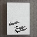 Black and White Overhead View Of Two People Helping On Brick Pavement With Long Shadows