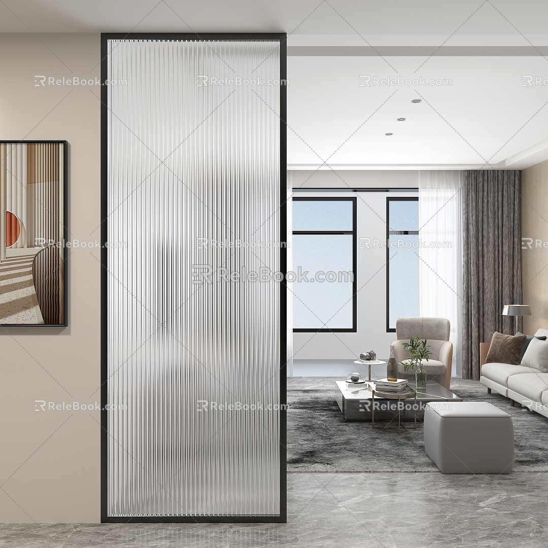 modern living room partition 3d model