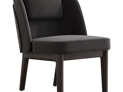 Sleek Modern Accent Chair With Black Velvet Upholstery And Wooden Legs 3d model
