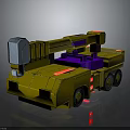 3D Model Yellow Construction Vehicle With Purple Components And Crane Arm 3d model