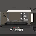 Modern Living Room Interior Design With Brown Leather Sofa Bookshelves And Floor to Ceiling Window