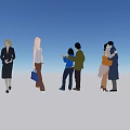 Group of People Hugging Standing and Interacting Under Blue Sky on Gray Ground