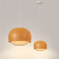 Two Modern Orange Spherical Pendant Lights Hanging With Warm Glow 3d model