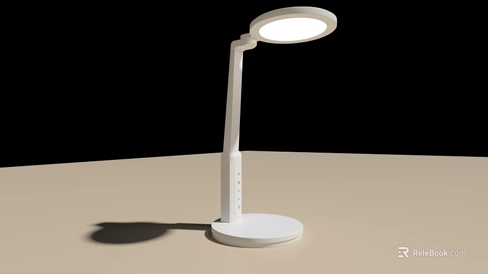 Modern White Desk Lamp With Adjustable Arm And Round Light Head 3d model 