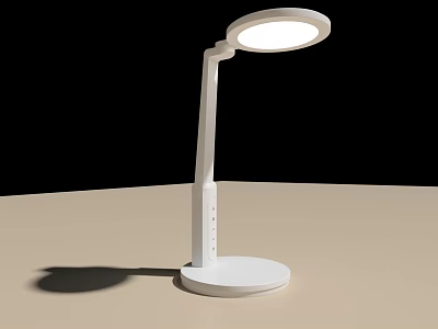 Modern White Desk Lamp With Adjustable Arm And Round Light Head 3d model