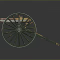 Vintage Cannon Artillery Model With Green Spoked Wheels And Classic Design