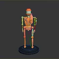 Orange Metallic Robot Equipment With Black Base And Detailed Mechanical Design
