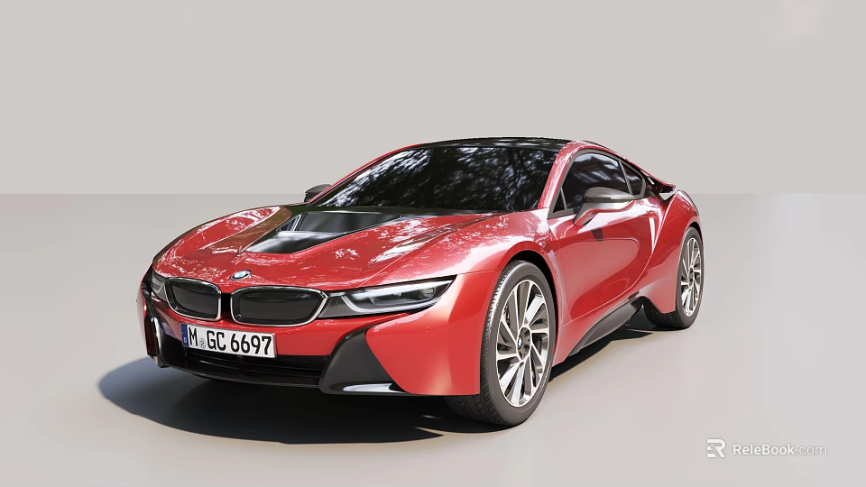 Red BMW Sports Car With Sleek Design Black Roof And Alloy Wheels 3d model 