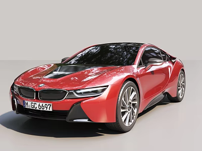 Red BMW Sports Car With Sleek Design Black Roof And Alloy Wheels 3d model