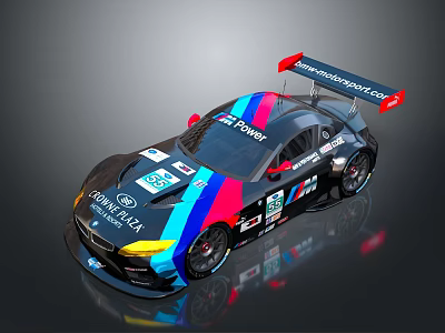 Toyota Gazoo Racing 88 Race Car With Black Blue Pink Red Stripes And Rear Wing 3d model