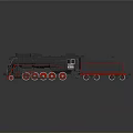 Vintage Black Steam Train 3D Render With Red Wheels And Detailed Coal Tender