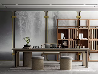 New Chinese Tea Room Tea Table 3d model