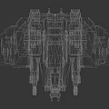 Complex Interstellar Spaceship Design With Dark Brown Gray Orange Yellow Stripes And Thrusters