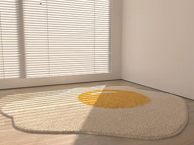 Egg Shaped Area Rug In Bright Room With Blinds 3d model