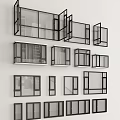 Various Black Frame Window Styles For Modern Home Interior Decoration 3d model