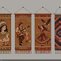 Colorful Ethnic Wall Hangings With Traditional Figures Animals And Geometric Patterns