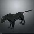 Black Panther Sculpture With Shiny Smooth Surface On Dark Reflective Background