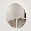 Modern Round Illuminated Mirror With Sleek Geometric Frame And LED Lights 3d model