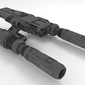Futuristic Mechanical Device Featuring Dual Barrel Structure And Gray Metallic Design 3d model