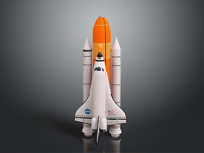 Space Shuttle Model With Orange External Tank White Orbiter And Solid Rocket Boosters 3d model