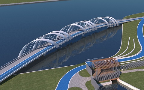 Bridge landscape bridge streamer bridge footbridge art bridge 3d model