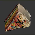 Rainbow Colored Cake With Layers Of Cream Topped With Colorful Sprinkles