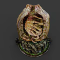 Game Movie Monster Character With Intricate Shell Like Structure and Glowing Green Eyes 3d model