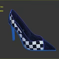 Elegant Black And White Checkered Pointed Toe Stiletto High Heels With Thin Heel Design