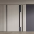 Modern Interior Swing Doors Featuring Vertical Panels And Metal Handles 3d model
