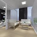 Modern Dental Clinic Interior With Dental Chair Medical Monitor And Green Plant