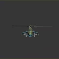 Highly Detailed Military Helicopter Model With Camouflage Paint Rotors And Cockpit Design