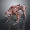 Sci Fi Mechanical Wolf Design With Rusty Red Metallic Structure And Sharp Claws
