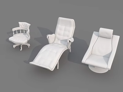 Modern White Single Seater Sofa With Comfortable Design And Stylish Armrest 3d model