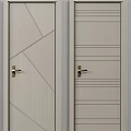 Modern Light Gray Hinged Doors With Different Geometric Patterns And Golden Handles 3d model