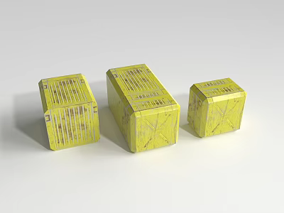 Yellow Cubic Space Modules Featuring Technical Patterns For Cosmic Exploration 3d model