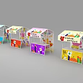 Colorful Cartoon Themed Small House Shaped Children's Vending Stalls with Playful Designs