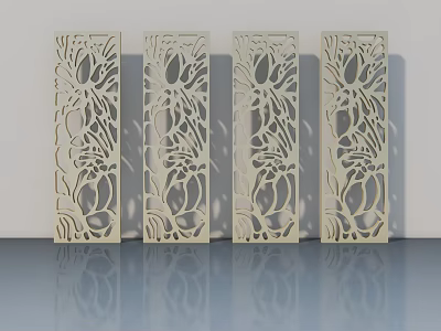 White Carved Pattern Hinged Doors With Decorative Design For Interior Decoration 3d model