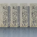 White Carved Pattern Hinged Doors With Decorative Design For Interior Decoration 3d model