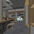 Japanese Restaurant Interior Design With Sushi Bar Chef And Wooden Seating Decor