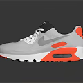 Stylish White Nike Air Max Shoes With Orange Sole And Black Logo Design