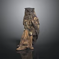 Realistic Owl Sculpture Perched On Detailed Tree Stump Home Decor Piece