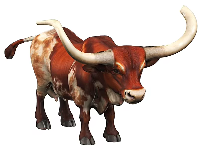 Texas Longhorn Bison Pit Bull Cow 3d model