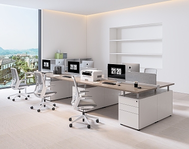 Modern Office Desk and Chair Staff Station Computer Desk and Chair 3d model