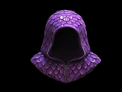Purple Scaly Hood Design For Game Movie Character Cosplay Costume 3d model