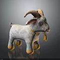 Adorable Stuffed Goat Toy With Curved Horns Colorful Legs And Yellow Collar