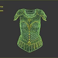 Intricate Decorative Chest Armor Featuring Blue Gold Accents And Scaled Patterns 3d model