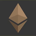 Detailed Golden Ethereum Logo 3D Rendering With Shiny Surface And Dark Background