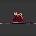 Vibrant Orange and Pink Octopus With Large Eyes And Colorful Tentacles