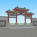 Chinese ancient archway 3d model