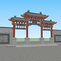 Chinese ancient archway 3d model